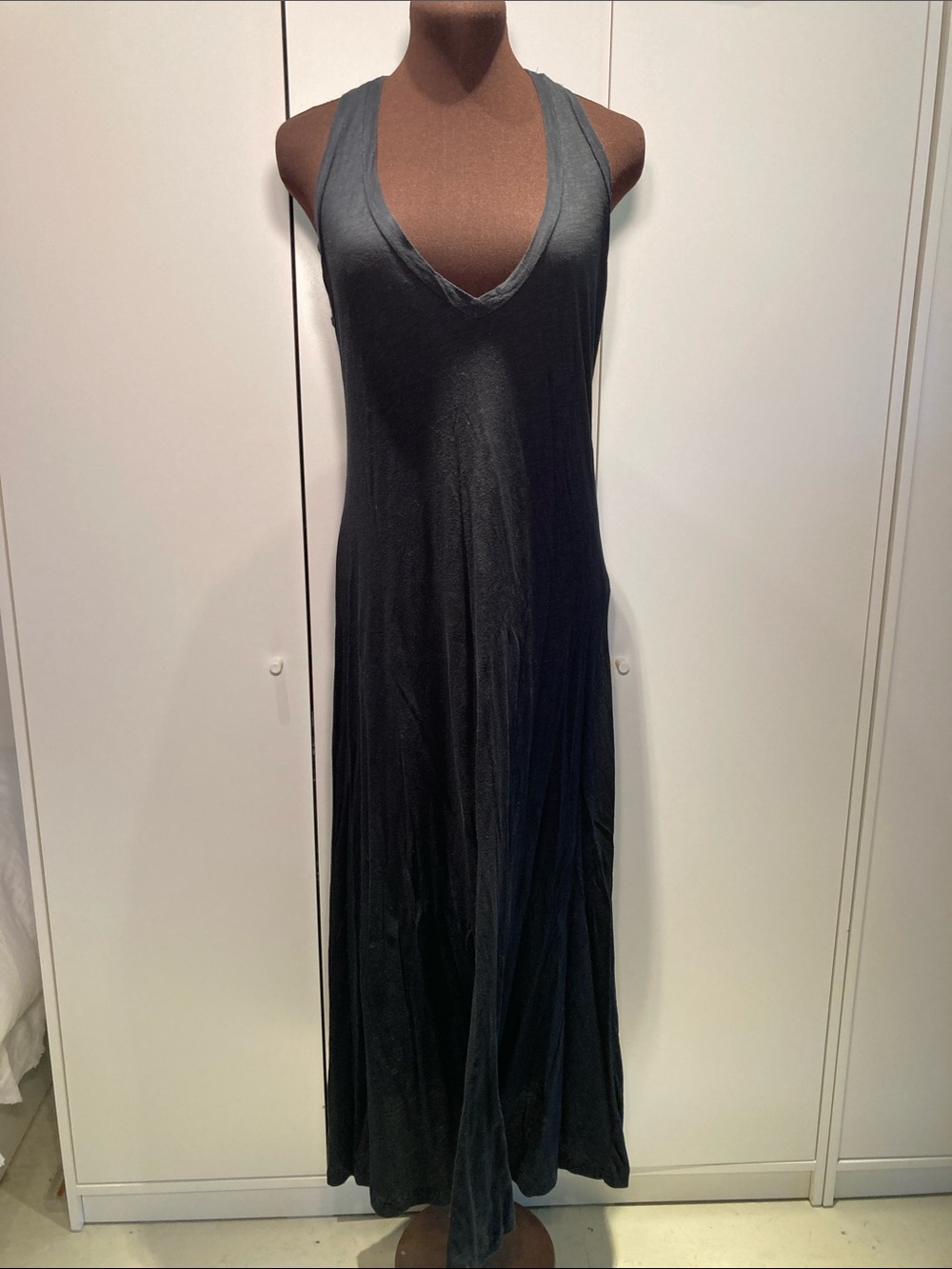 James Perse Black V-Neck Racerback Maxi Dress 4/L-XL